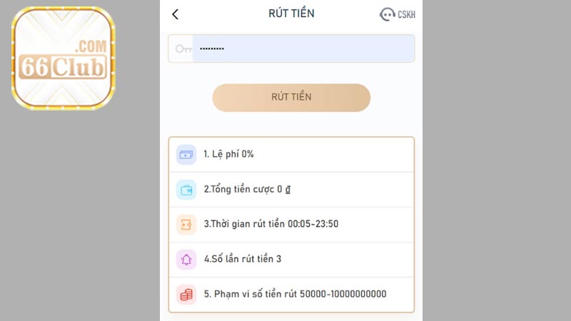 Cổng game sở hữu những cách Rút tiền 66club nào